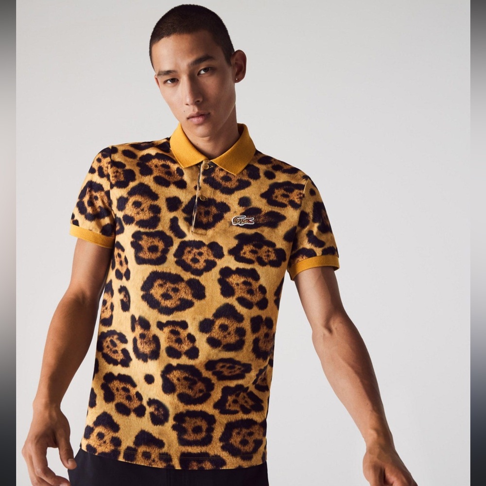 Lacoste Leopard Print Polo Shirt - Yellow and Black